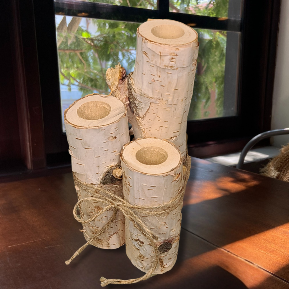 Birch Taper Candle Holder Set